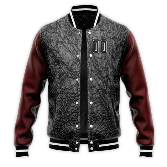 Custom Black Wrinkle Pattern Baseball Jacket
