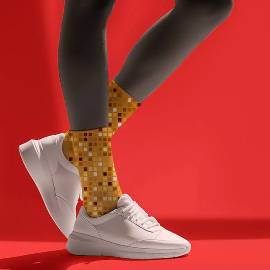 Custom Golden Mosaic Pattern Baseball Socks
