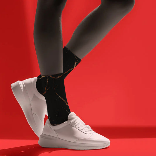 Custom Black & Gold Marble Pattern Baseball Socks