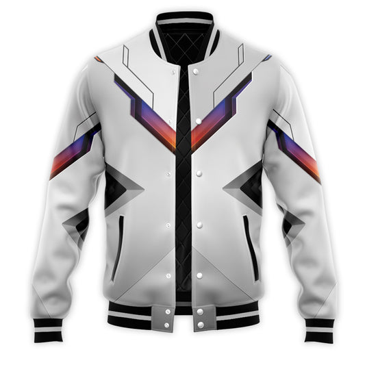 Custom White V-Tech Futuristic Baseball Jacket