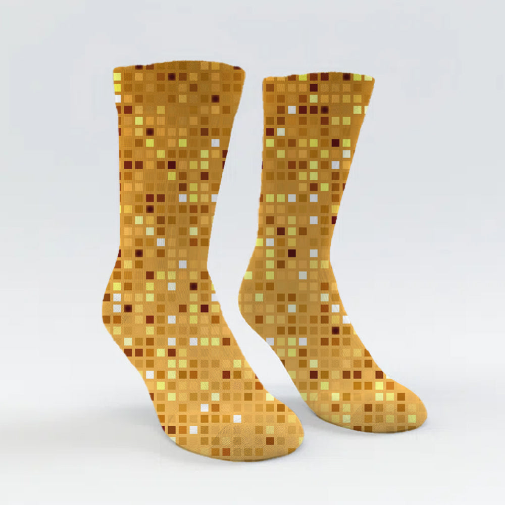 Custom Golden Mosaic Pattern Baseball Socks