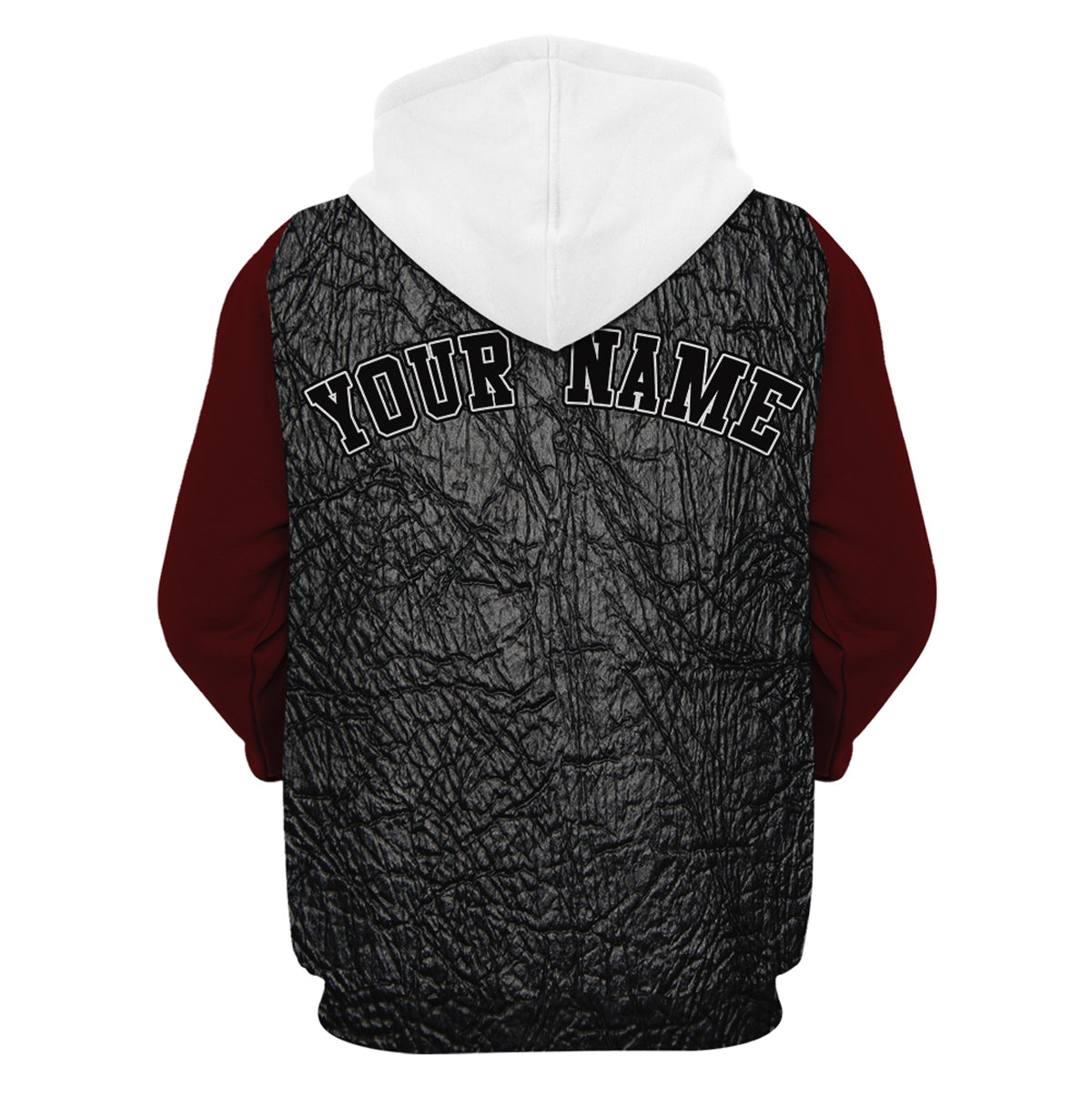 Textured Black & Red Custom Baseball Hoodie