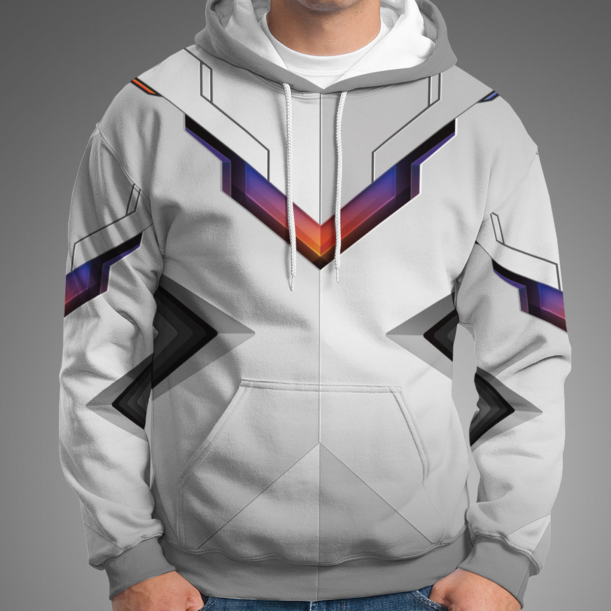 Tech-Inspired White Custom Baseball Hoodie