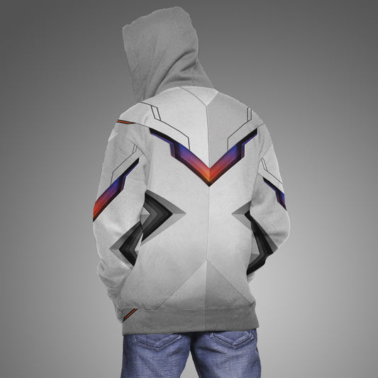Tech-Inspired White Custom Baseball Hoodie