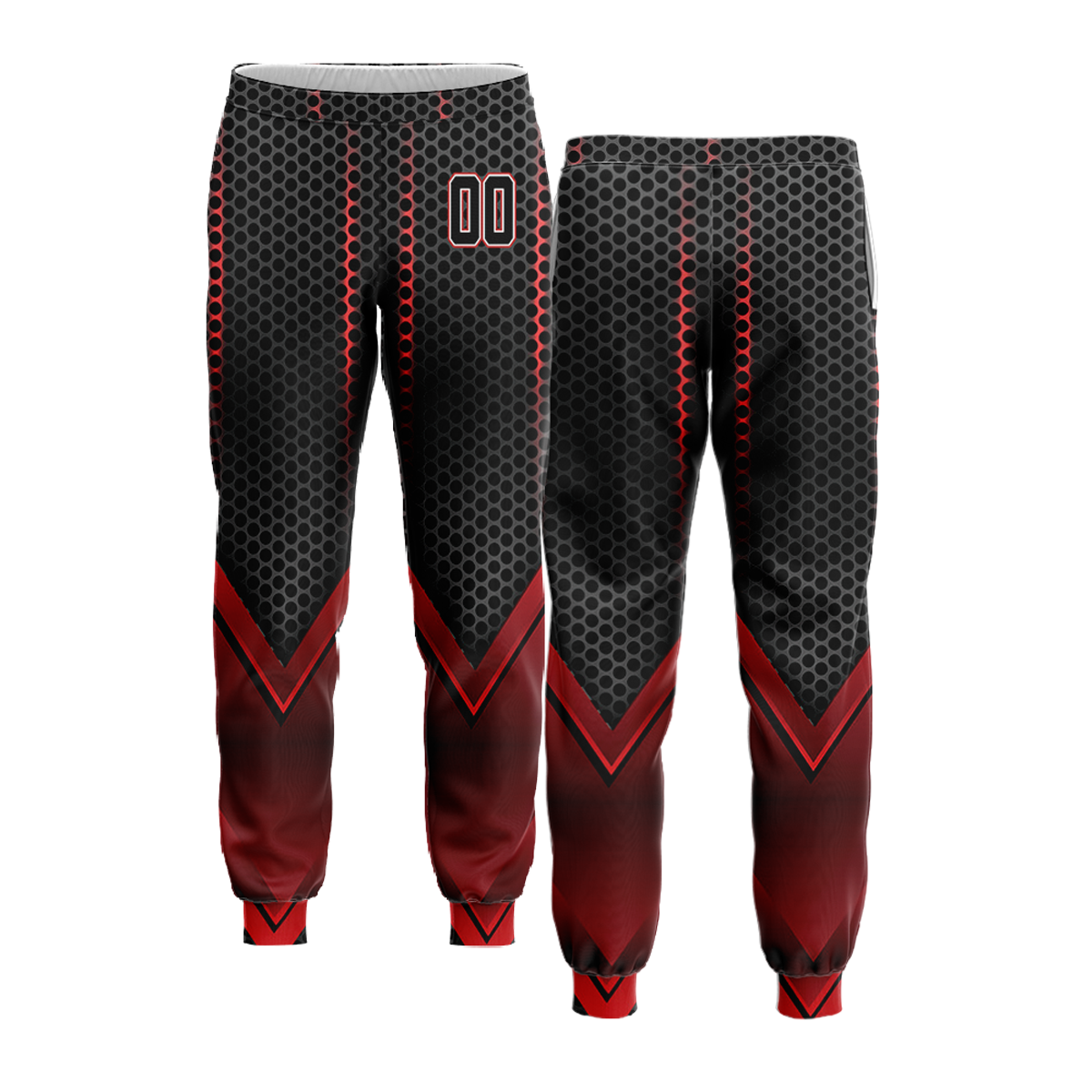 Custom Red & Black V-Tech Graphic Baseball Pants