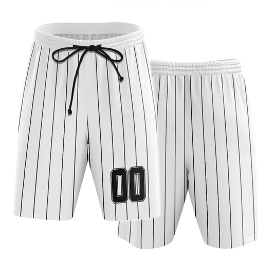 Custom White Pinstripe Baseball Shorts