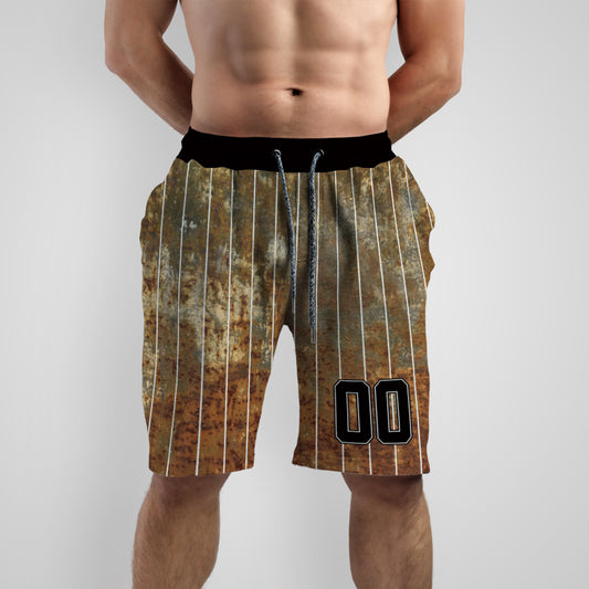 Custom Rust Texture Pinstripe Baseball Shorts