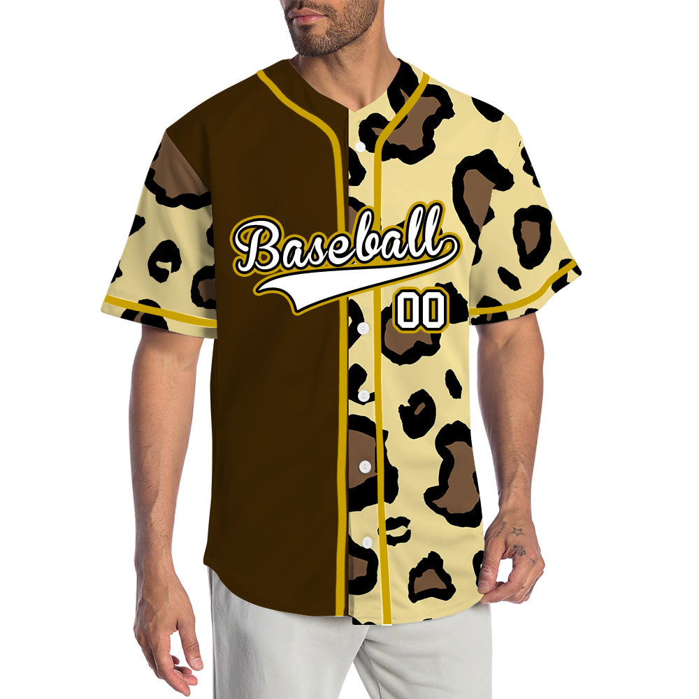 Custom Beige Deer Brown Baseball Jersey