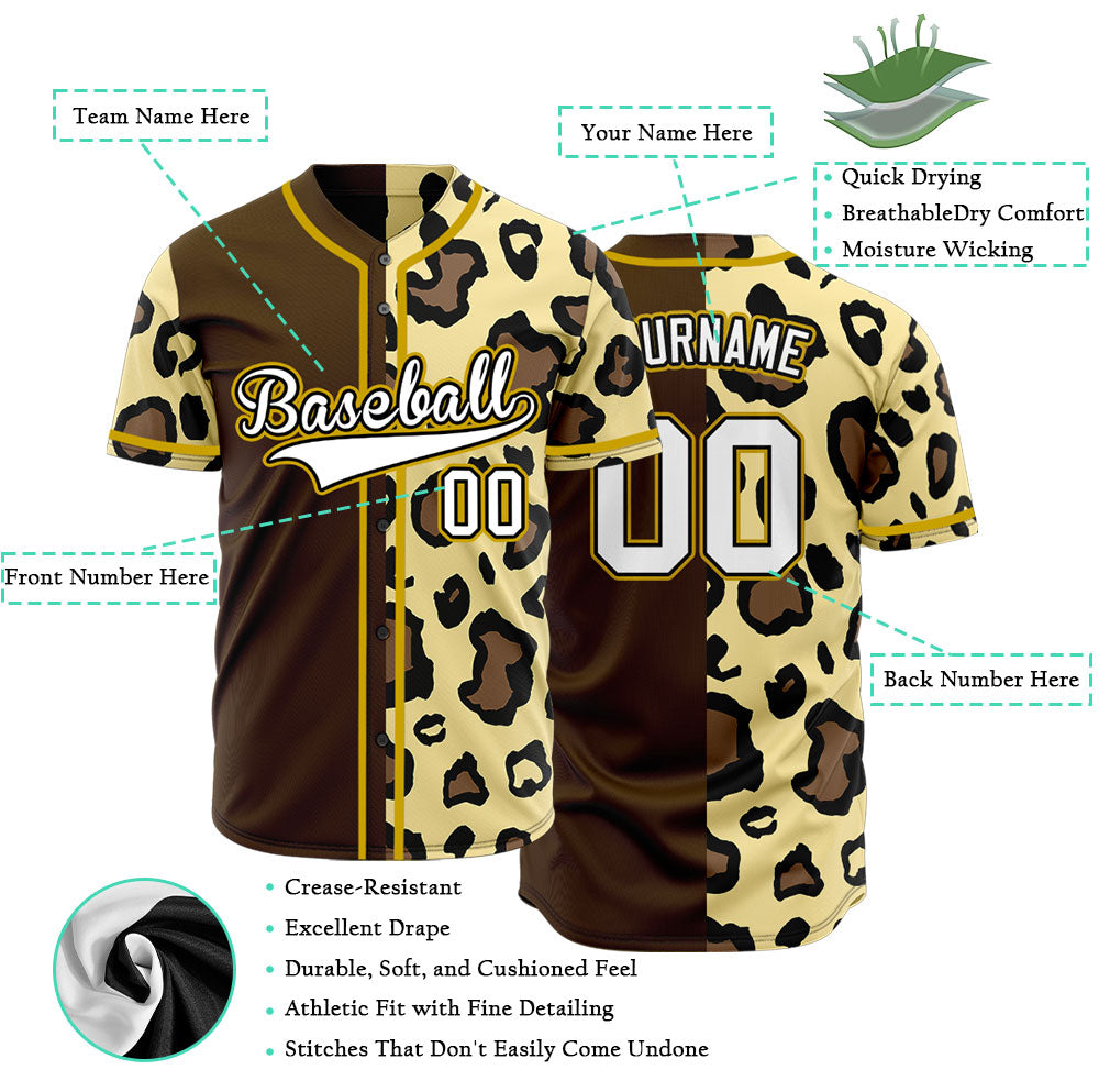Custom Beige Deer Brown Baseball Jersey