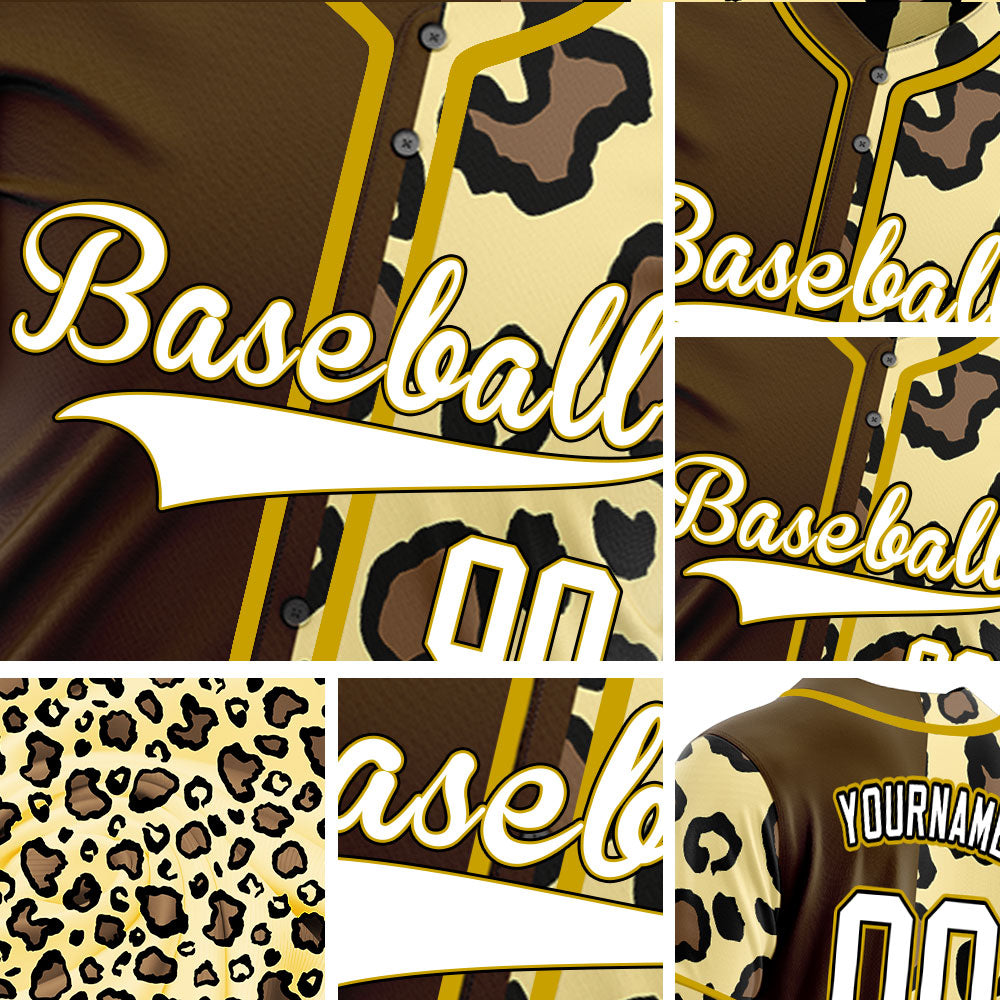 Custom Beige Deer Brown Baseball Jersey