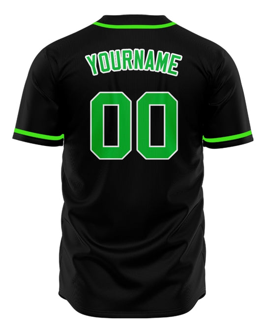 Custom Black And Green Baseball Jersey