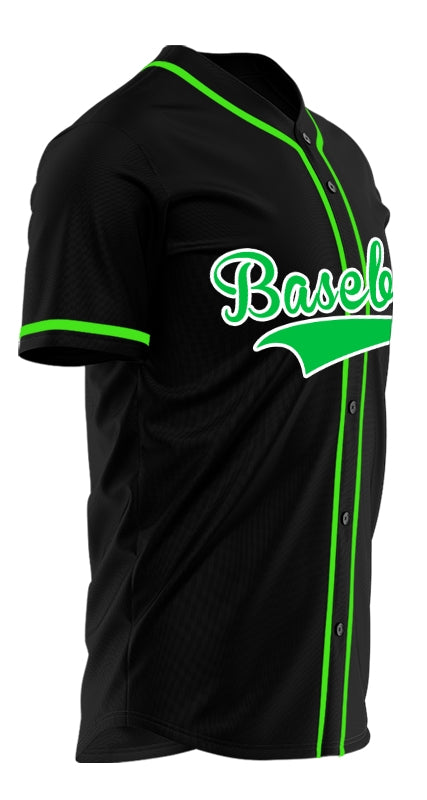 Custom Black And Green Baseball Jersey