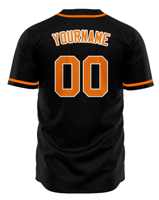 Custom Black And Orange Baseball Jersey