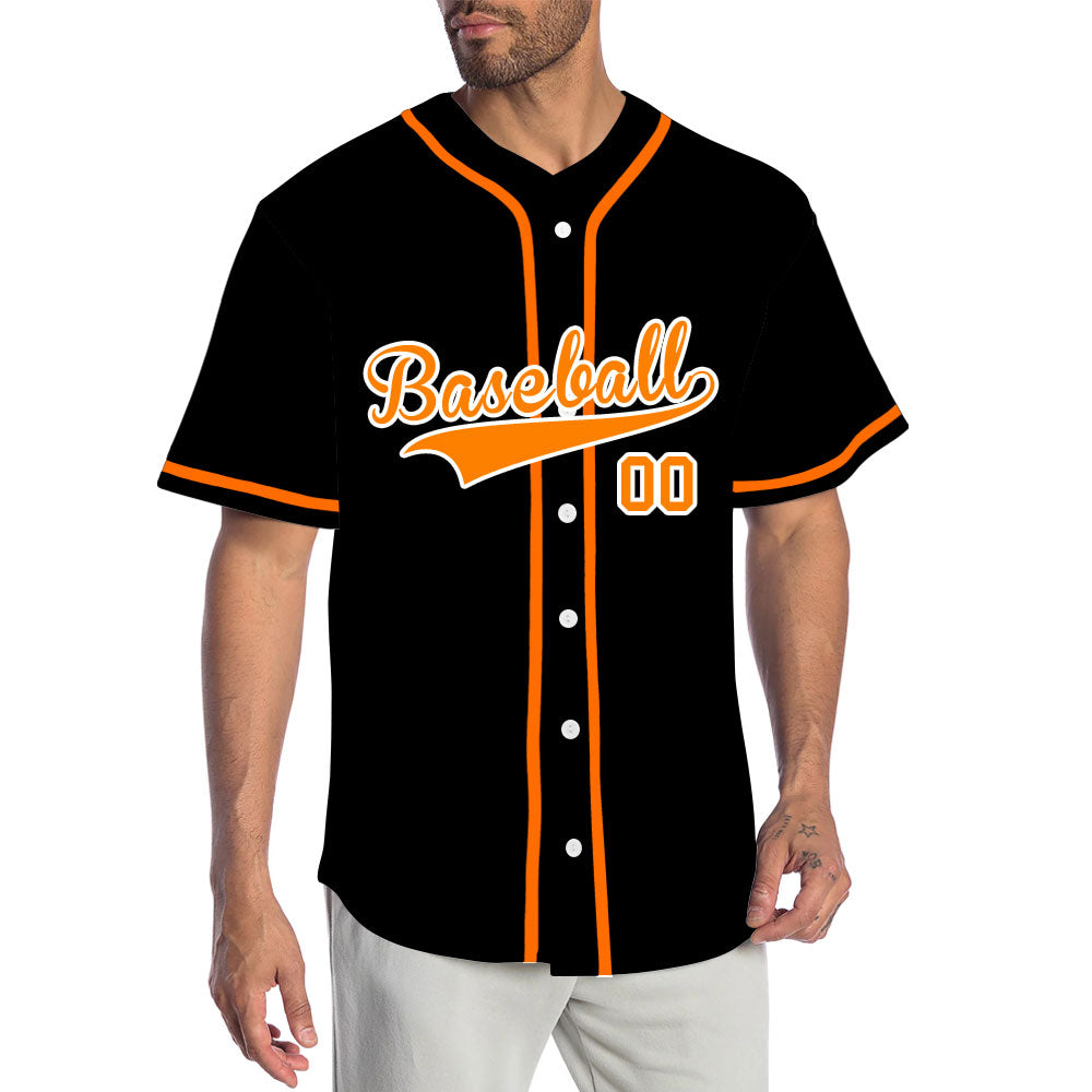 Custom Black And Orange Baseball Jersey