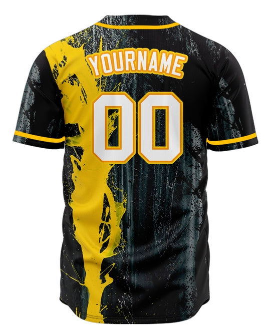 Custom Black And Orange Ink Baseball Jersey