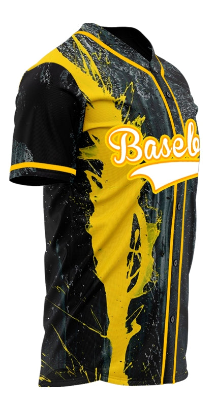 Custom Black And Orange Ink Baseball Jersey