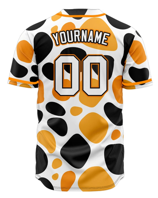 Custom Black And Orange Shapes Baseball Jersey