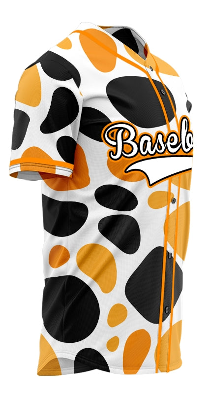Custom Black And Orange Shapes Baseball Jersey