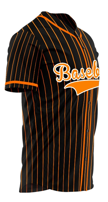 Custom Black And Orange Vertical Lines Baseball Jersey