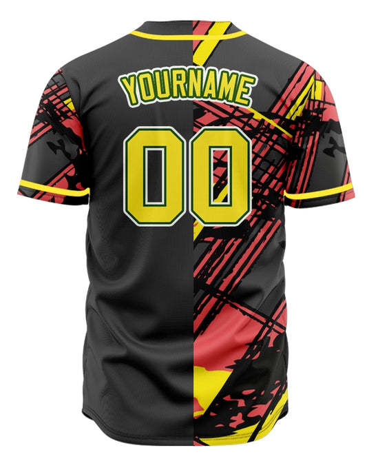 Custom Black And Red Ink Baseball Jersey