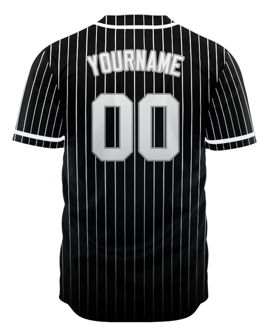 Custom Black And White Vertical Lines Baseball Jersey