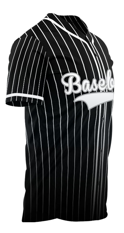 Custom Black And White Vertical Lines Baseball Jersey