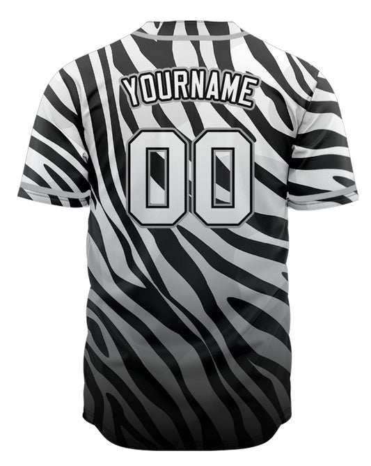 Custom Black And White Zebra Baseball Jersey