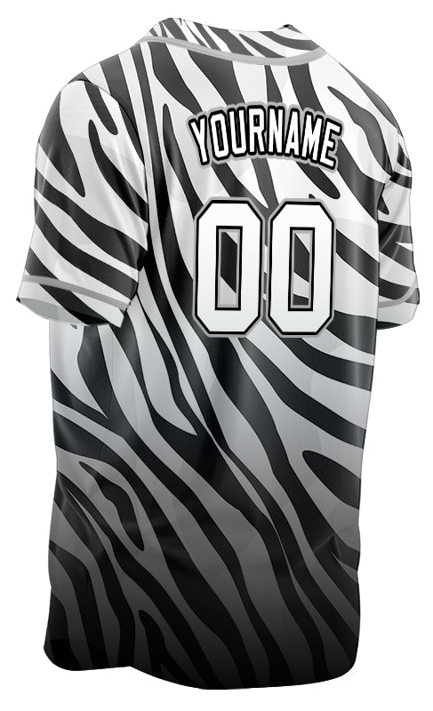 Custom Black And White Zebra Baseball Jersey