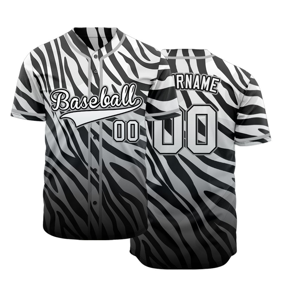 Custom Black And White Zebra Baseball Jersey