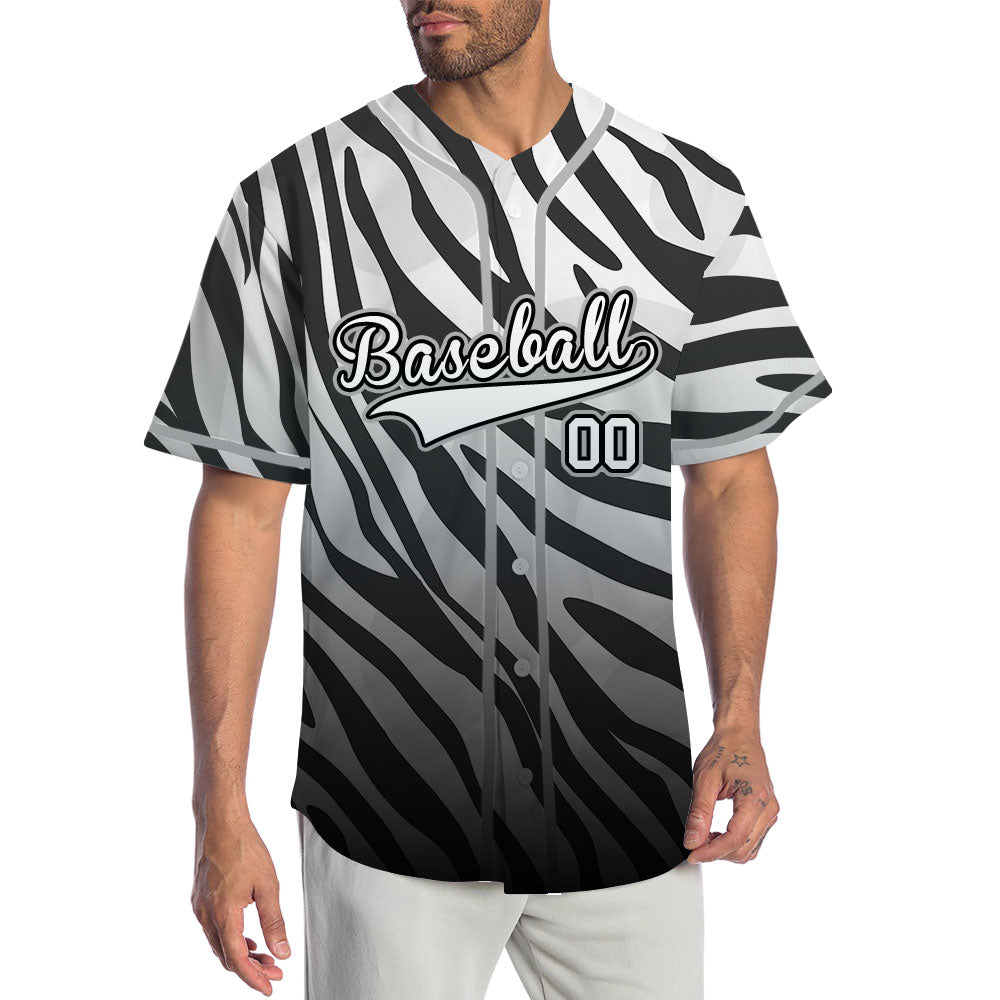 Custom Black And White Zebra Baseball Jersey
