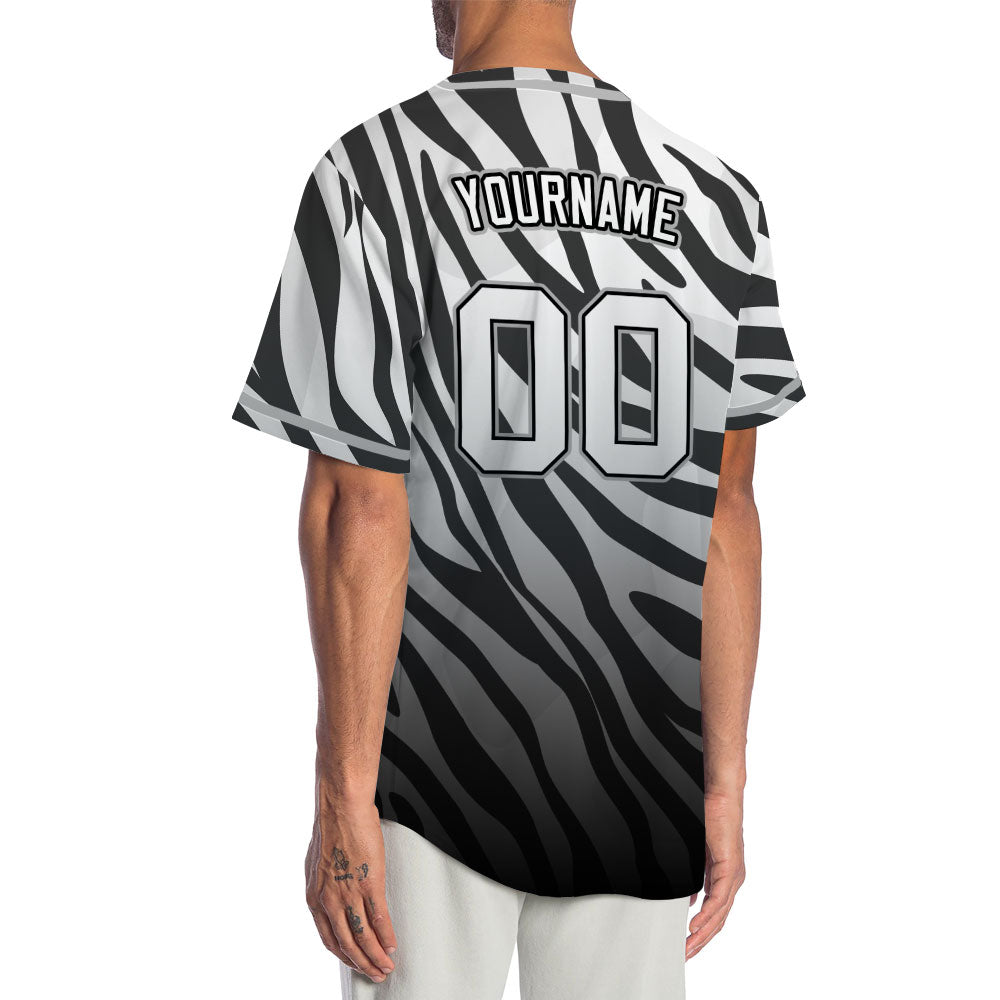 Custom Black And White Zebra Baseball Jersey