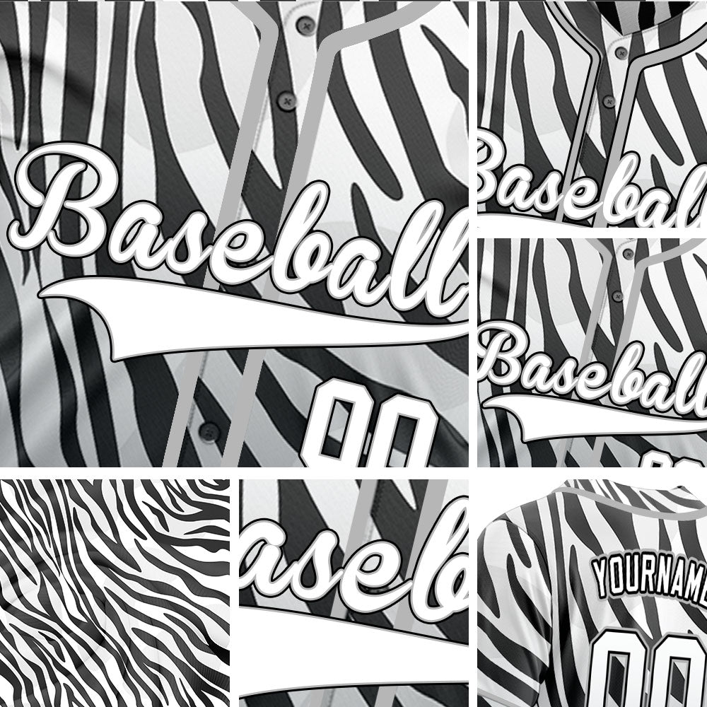 Custom Black And White Zebra Baseball Jersey