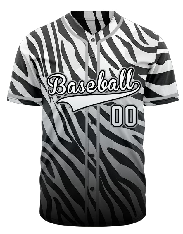 Custom Black And White Zebra Baseball Jersey