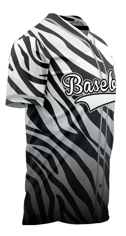 Custom Black And White Zebra Baseball Jersey