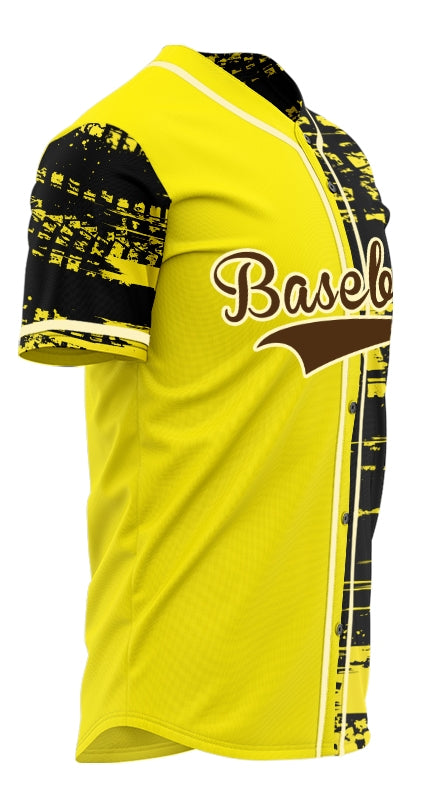 Custom Black Ink And Yellow Baseball Jersey