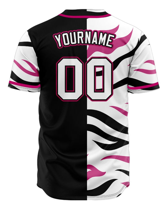 Custom Black Purple Leopard Baseball Jersey