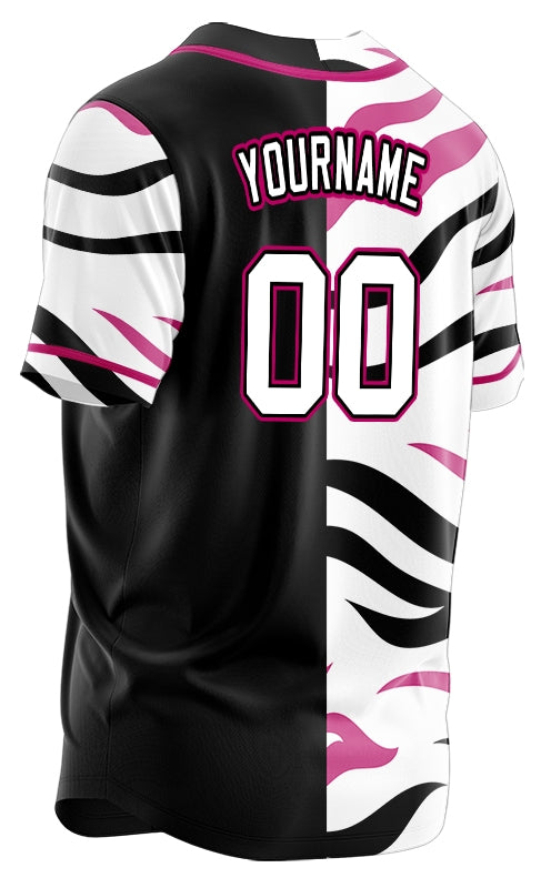 Custom Black Purple Leopard Baseball Jersey