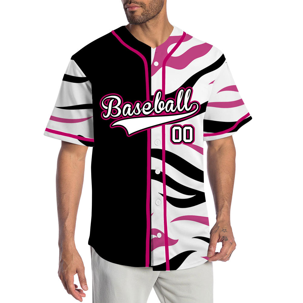 Custom Black Purple Leopard Baseball Jersey