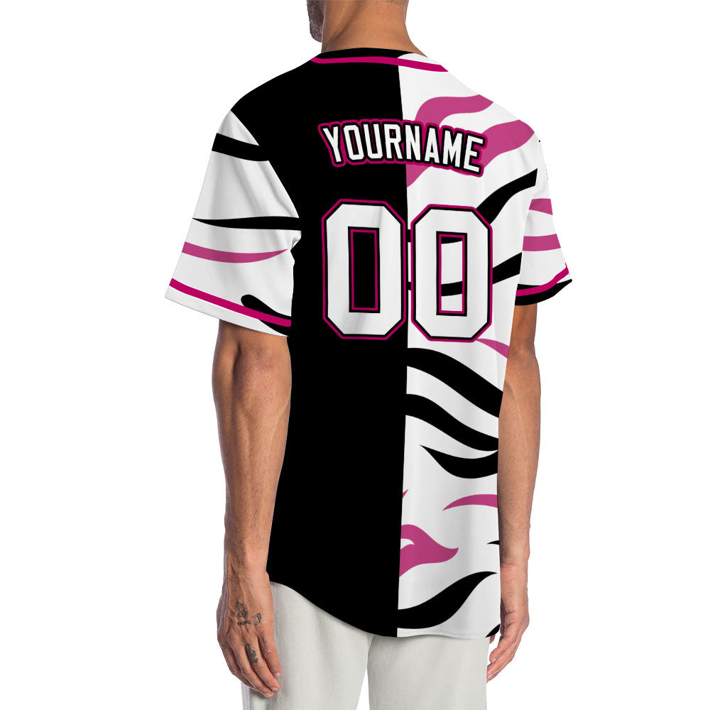 Custom Black Purple Leopard Baseball Jersey