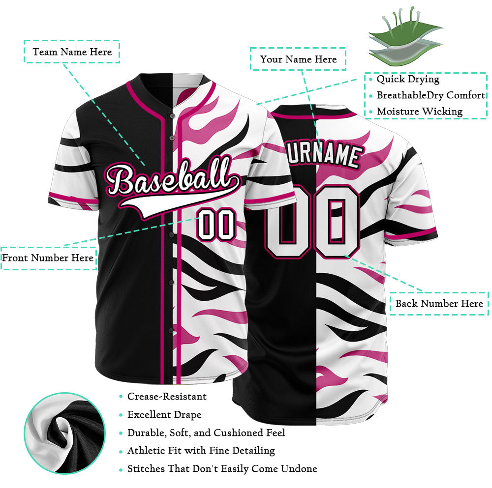 Custom Black Purple Leopard Baseball Jersey