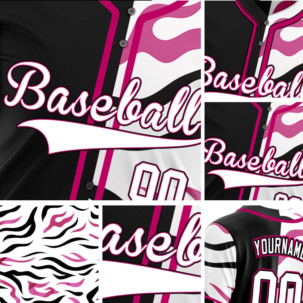 Custom Black Purple Leopard Baseball Jersey