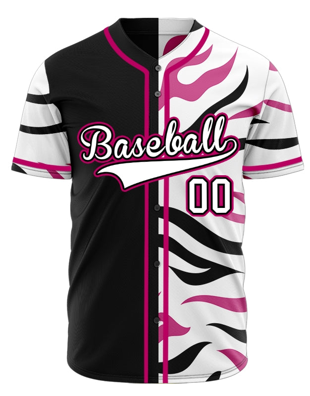 Custom Black Purple Leopard Baseball Jersey