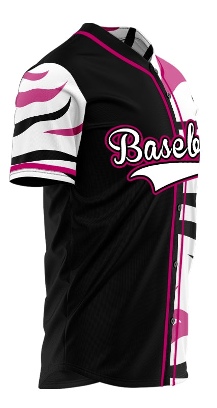 Custom Black Purple Leopard Baseball Jersey