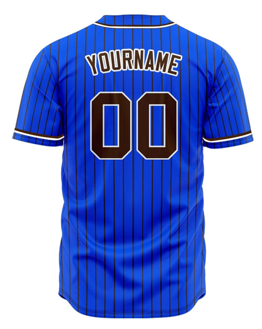 Custom Blue And Brown Vertical Lines Baseball Jersey