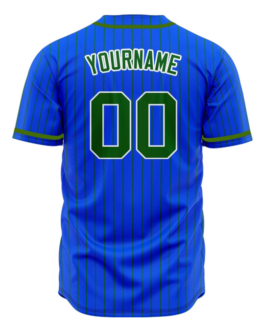 Custom Blue And Green Lines Baseball Jersey