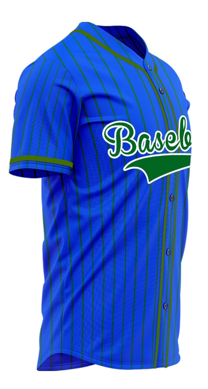 Custom Blue And Green Lines Baseball Jersey