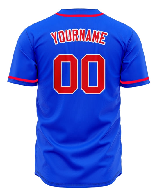 Custom Blue And Red Baseball Jersey