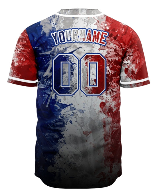 Blue And Red Flag Dark Blue Baseball Jersey