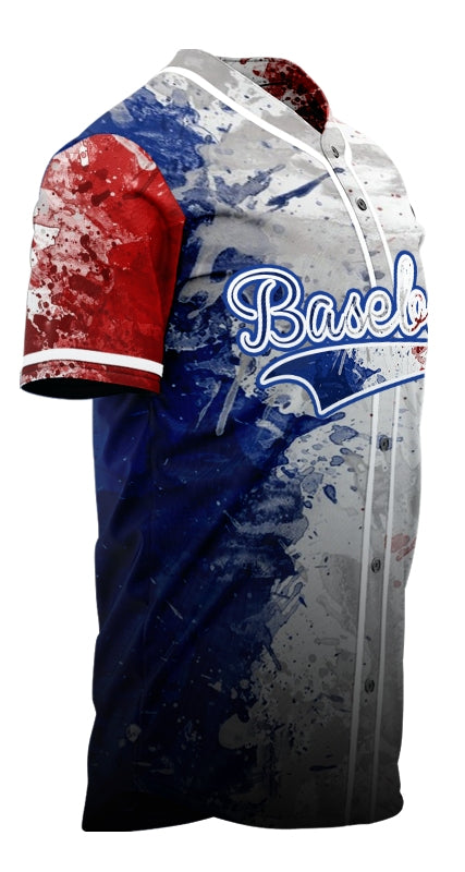 Blue And Red Flag Dark Blue Baseball Jersey