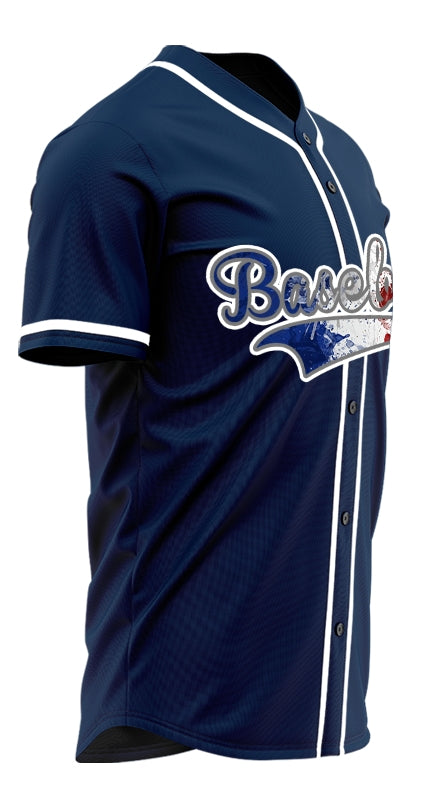 Blue Smoke Flag Red Baseball Jersey